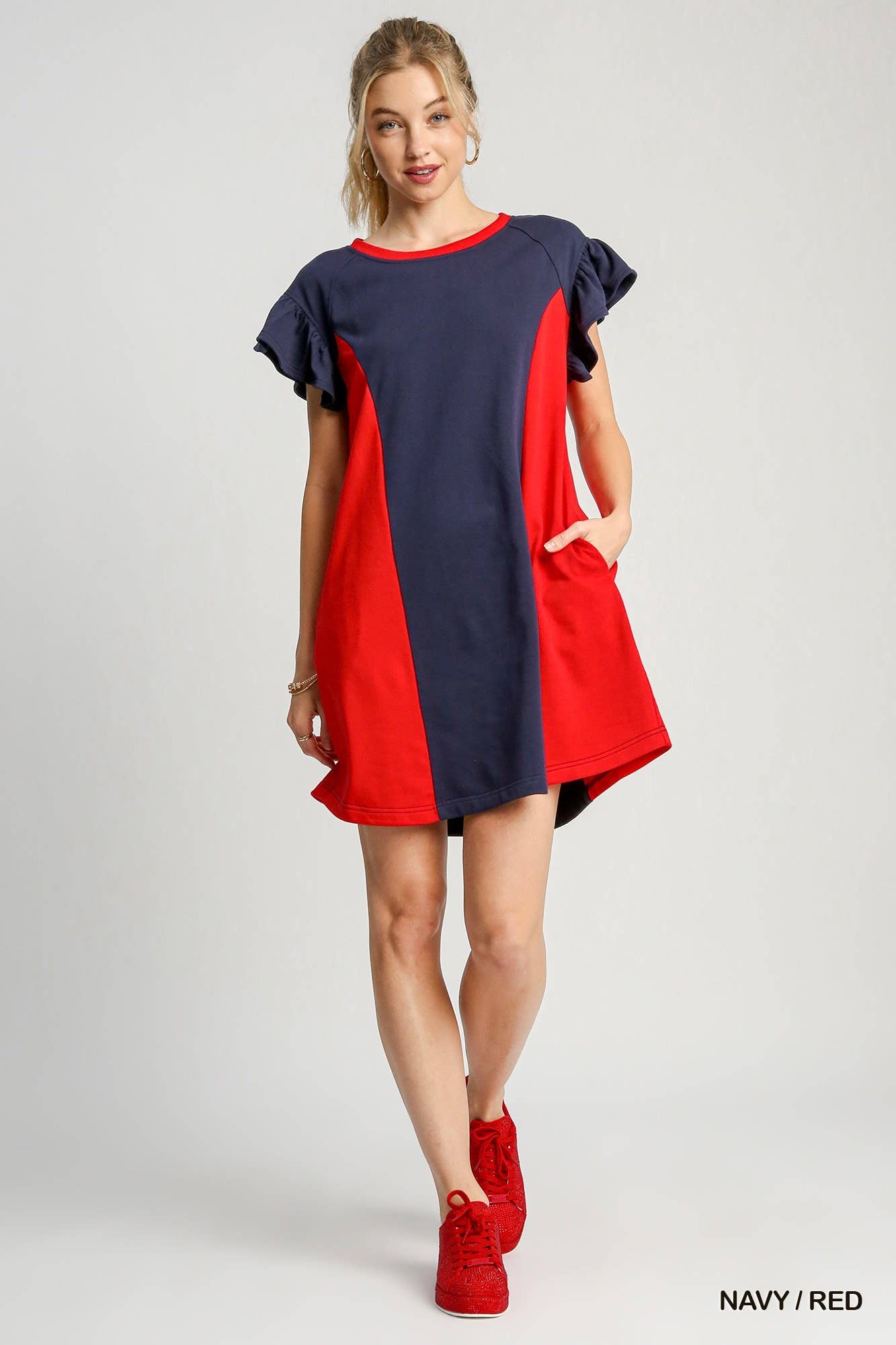 Game Day Round Neck Color Block Mini Dress