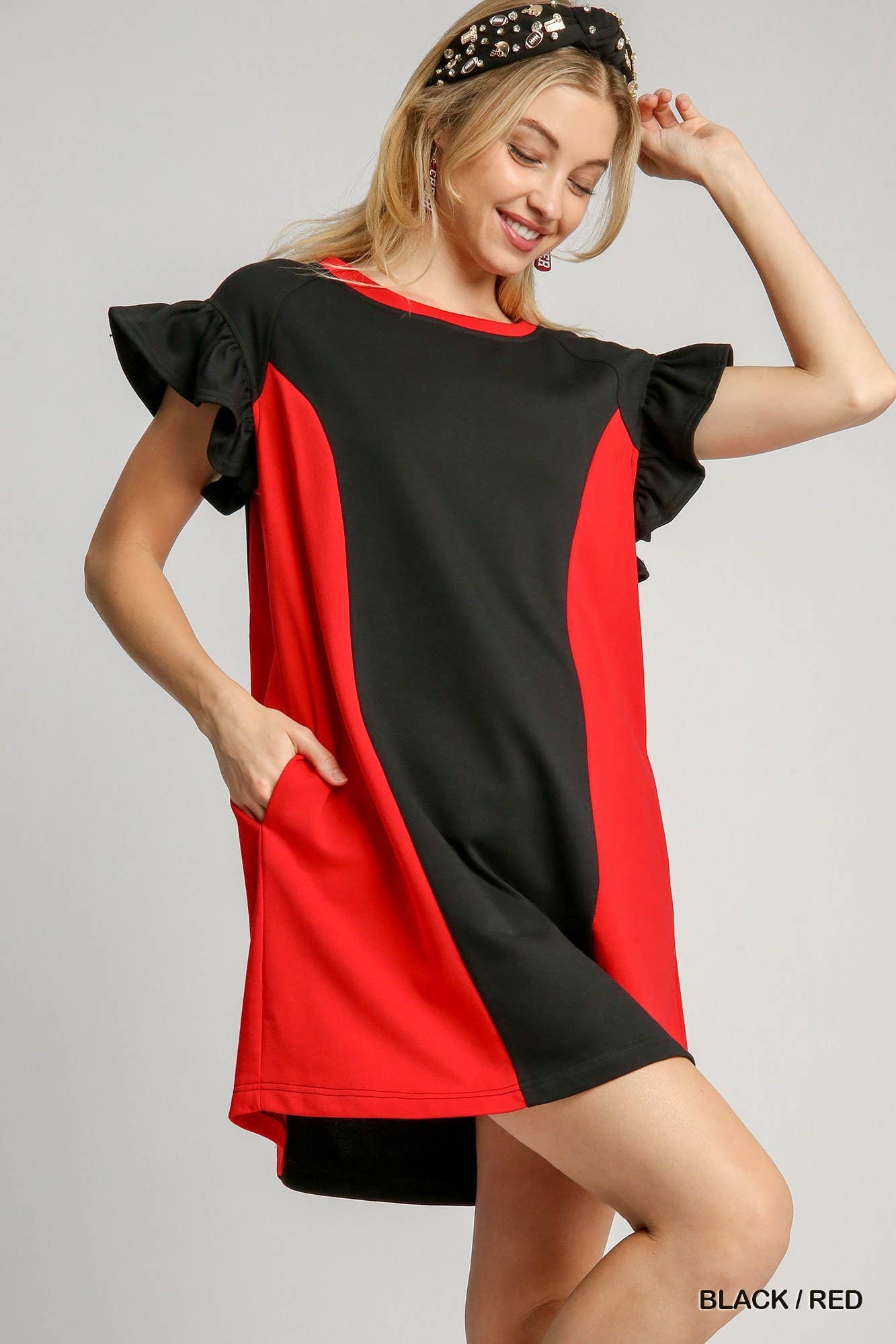 Game Day Round Neck Color Block Mini Dress